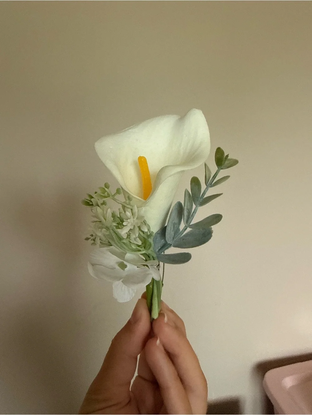 White Calla Lily and Greenery Floral Boutonniere Set of 4